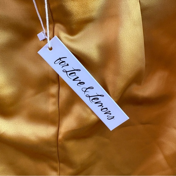 NWT For Love And Lemons “Drew” Yellow Satin Short Shorts Size Large - Picture 7 of 9